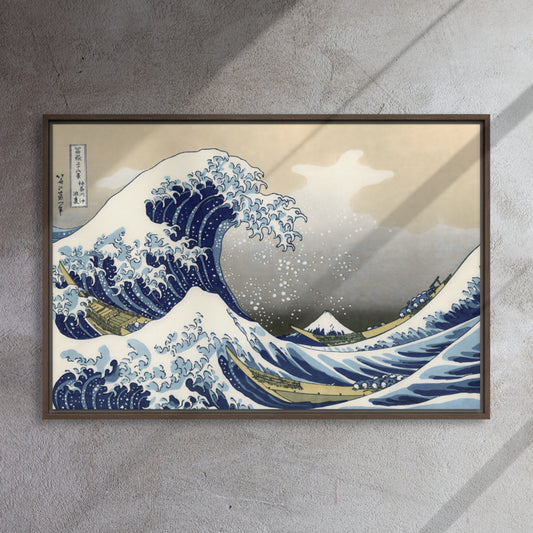 The Great Wave off Kanagawa by Hokusai, 1831, framed canvas, 24''x36''