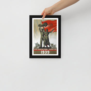 USSR Agricultural Exhibition 1939, vintage Soviet poster, framed (cm)