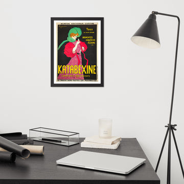 Katabexine cough medicine vintage poster, framed (cm)