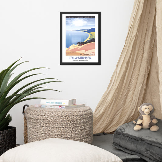 Dune du Pilat, Pyla-sur-Mer, Bassin d'Arachon, vintage French travel poster, framed (cm)