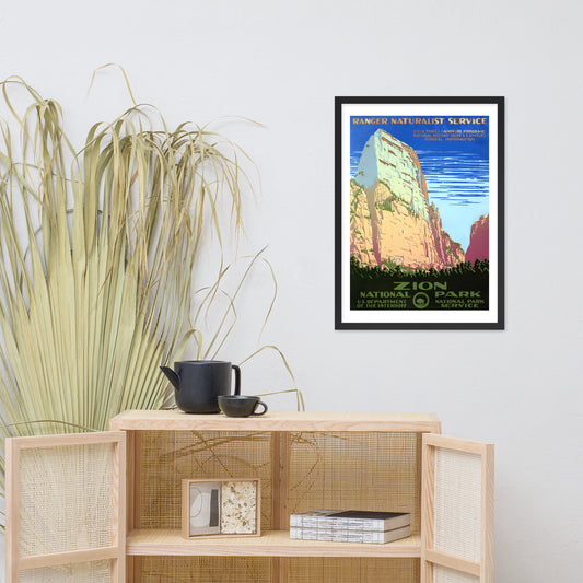 Zion National Park, Utah, vintage US travel poster, framed (cm)