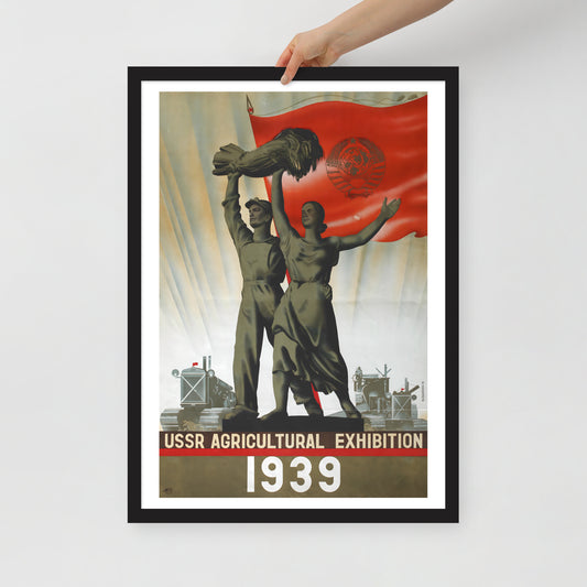 USSR Agricultural Exhibition 1939, vintage Soviet poster, framed (cm)