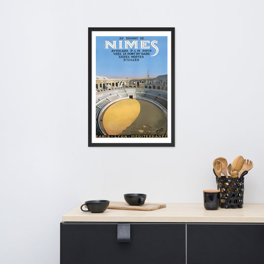 Nimes, vintage French travel poster, framed (cm)