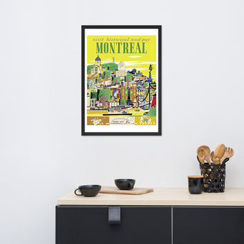 Visit Historical and Gay Montreal, vintage poster Canada, framed (cm)