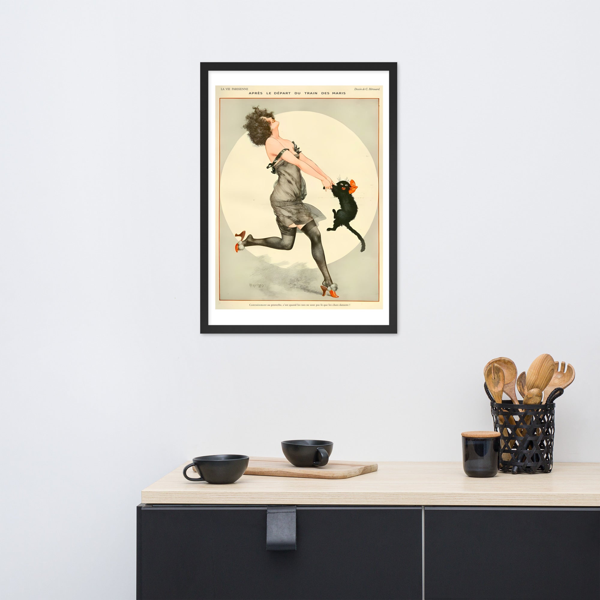 La Vie Parisienne vintage cat poster, framed (cm)