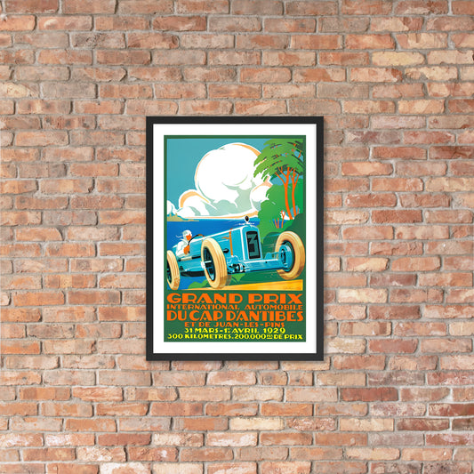 Grand Prix du Cap d'Antibes 1929 vintage French poster, framed (cm)