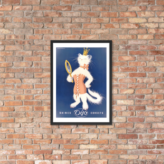 Gaines Viso Corsets cat poster, framed (cm)