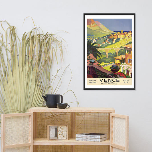 Vence vintage French travel poster, framed (cm)