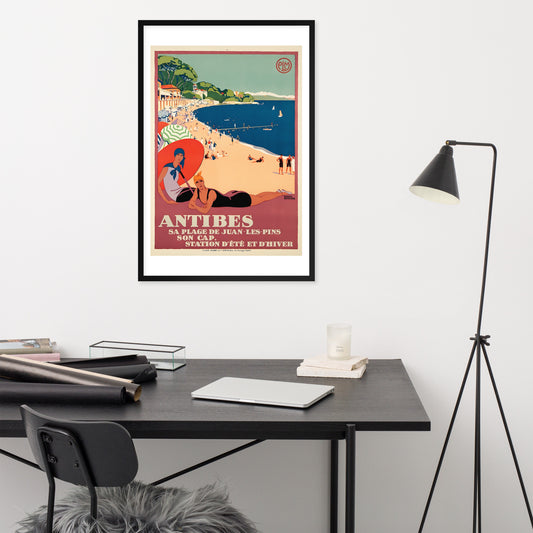 Antibes vintage French travel poster, framed (cm)