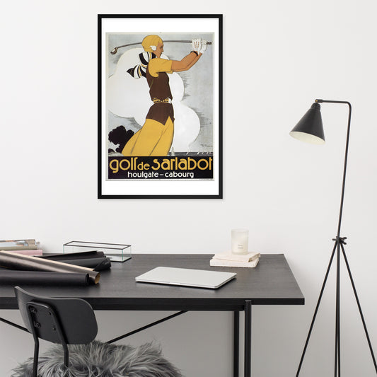 Golf de Sarlabot, Houlgate Cabourg, vintage French poster, framed (cm)