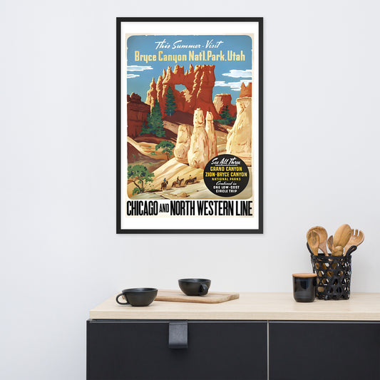 Bryce Canyon National Park, Utah, USA vintage travel poster, framed (cm)