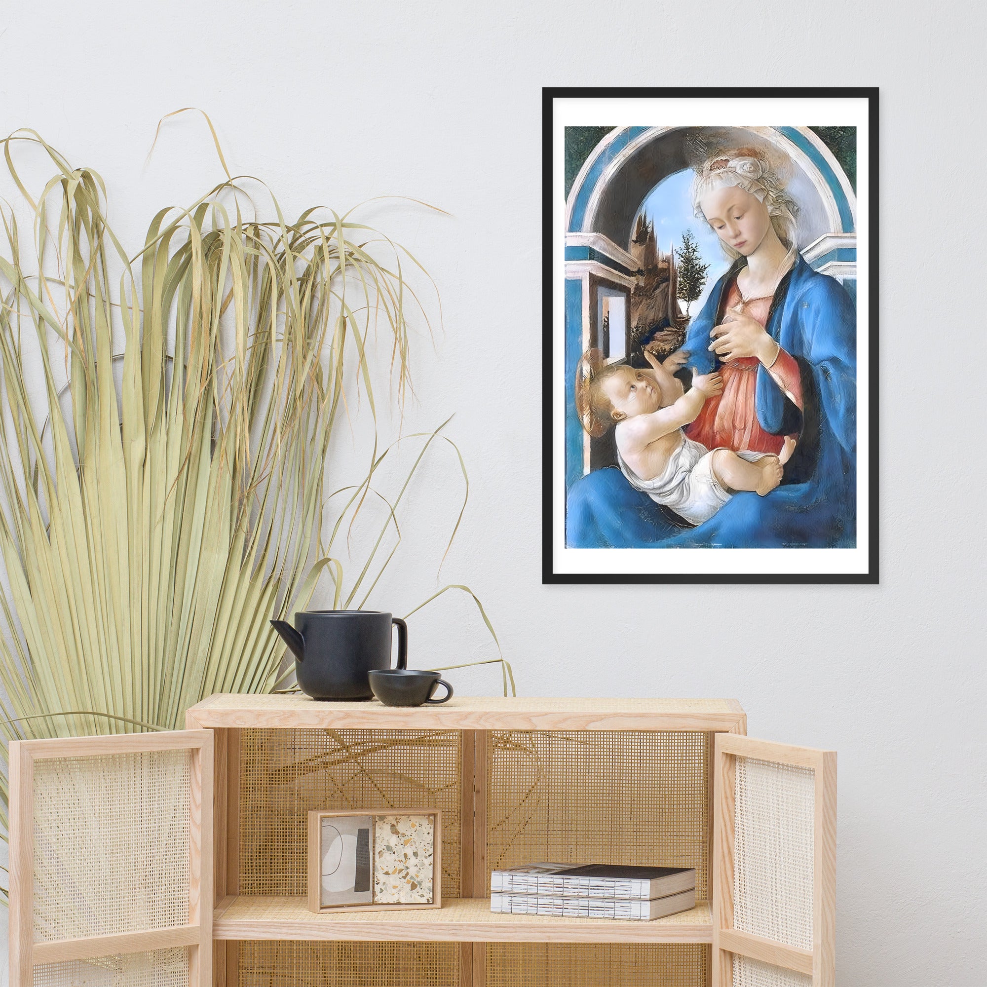 Madonna and Child painting by Sandro Botticeli, c.1467, framed poster (cm)