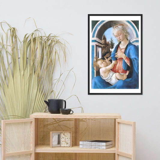 Madonna and Child painting by Sandro Botticeli, c.1467, framed poster (cm)