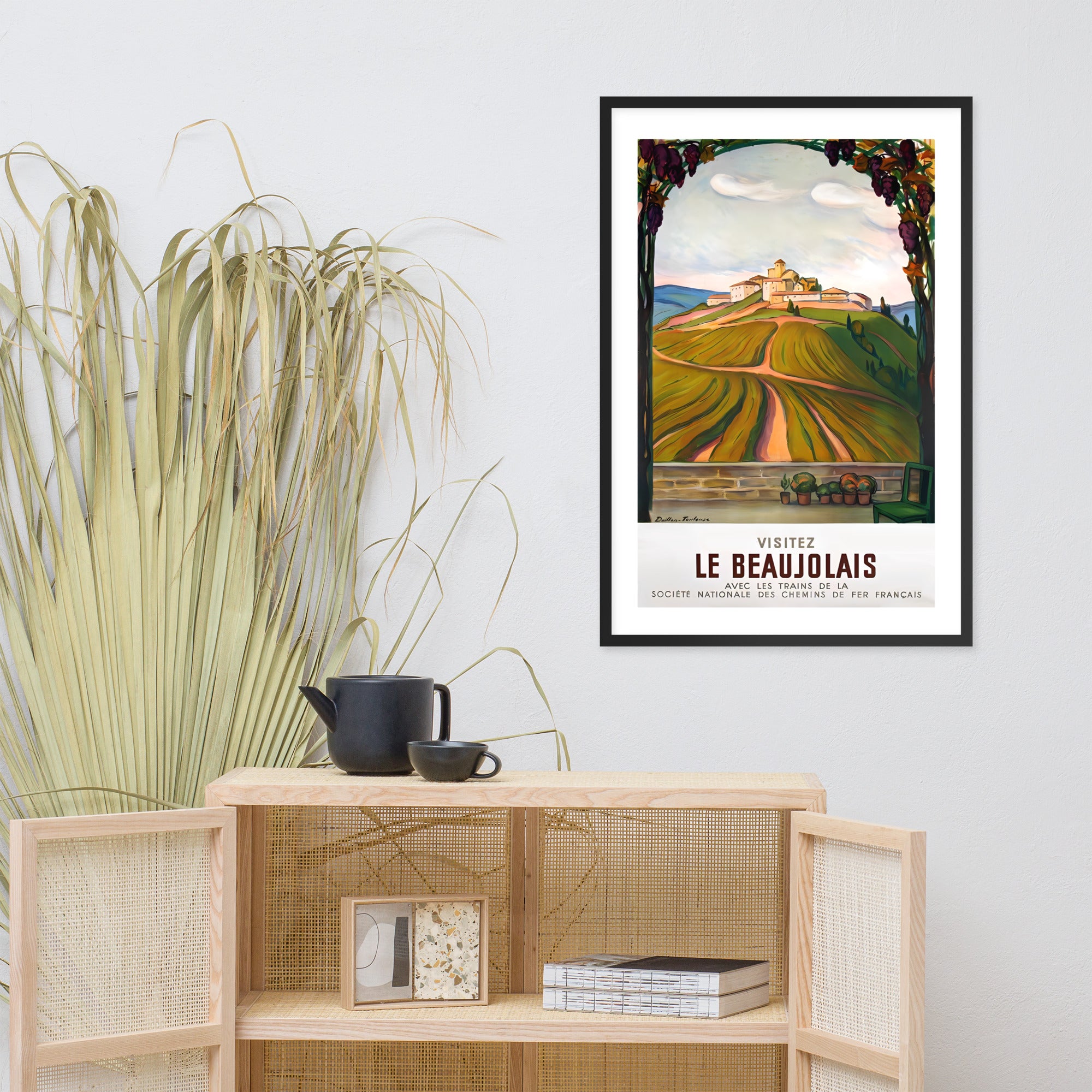 Visitez Le Beaujolais, vintage French travel poster, framed (cm)