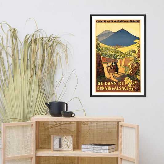 Au Pays du Bon Vin d'Alsace, vintage French travel poster, framed (cm)