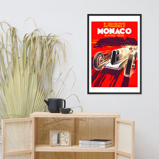 Monaco Grand Prix 1930 poster, framed (cm)