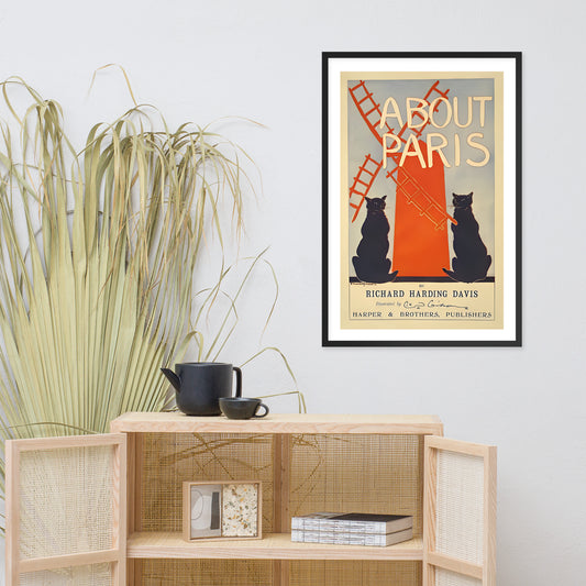 About Paris Moulin Rouge cat poster, framed (cm)