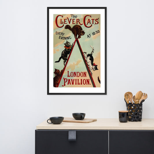 The Clever Cats London Pavilion vintage poster, framed (cm)