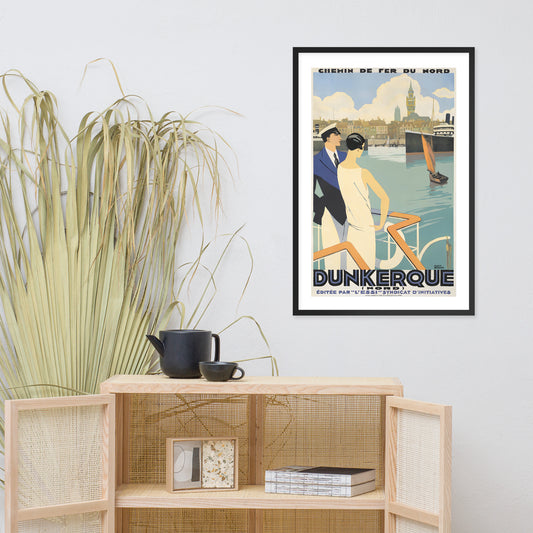 Dunkirk vintage French travel poster, framed (cm)