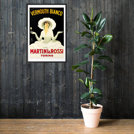Vermouth Bianco Martini & Rossi Torino vintage poster, framed (cm)