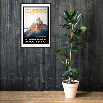 Château Frontenac Québec Canadian Pacific, vintage travel poster, framed (cm)