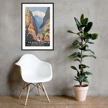 La Côte d'Azur, Ses Montagnes, vintage French travel poster, framed (cm)