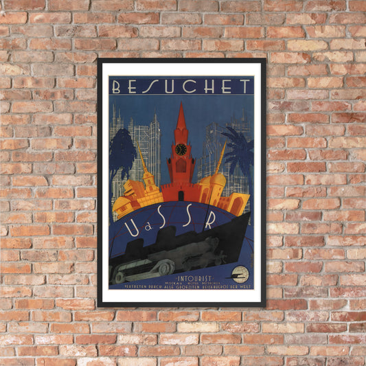 Besuchet USSR vintage travel poster, framed (cm)