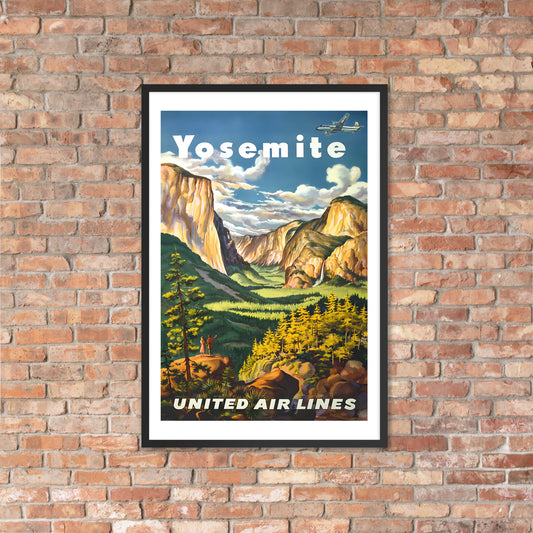 Yosemite United Air Lines vintage travel poster, framed (cm)