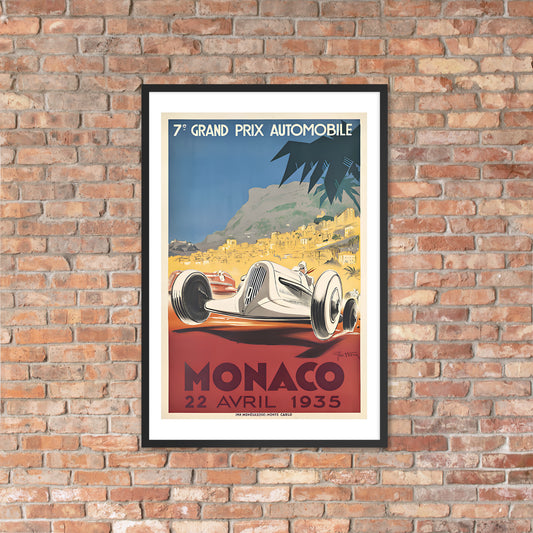 Monaco Grand Prix, 1935, vintage French travel poster, framed (cm)