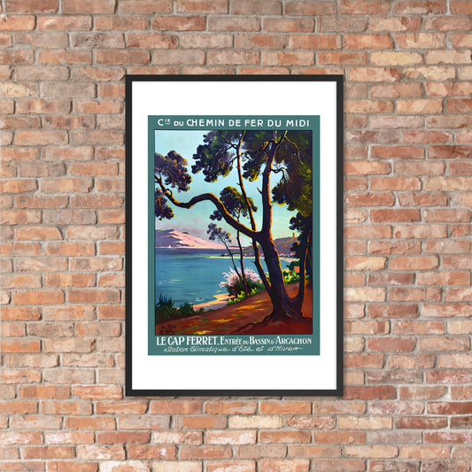 Le Cap Ferret, Entrée du Bassin d'Arachon, vintage French travel poster, framed (cm)