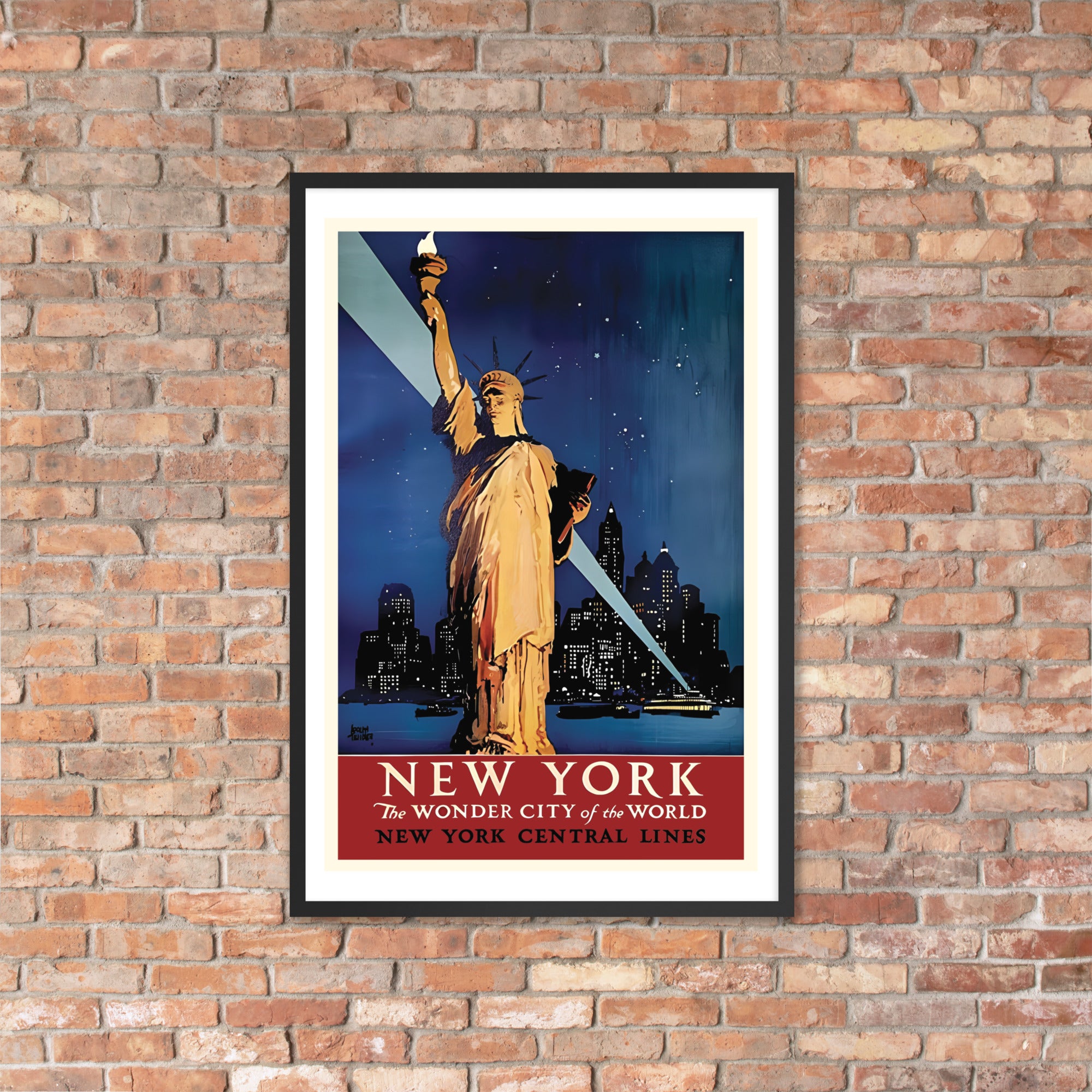 New York, The Wonder City of the World, New York Central Lines poster, framed (cm)