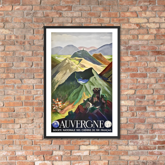 Auvergne, vintage French travel poster, framed (cm)