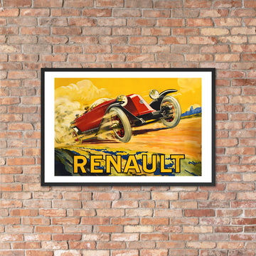 Renault vintage French car poster, framed (cm)