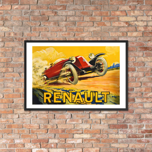 Renault vintage French car poster, framed (cm)