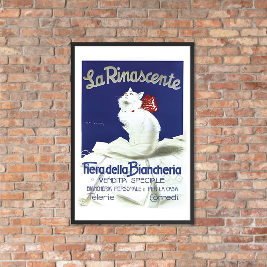La Rinascente vintage cat poster, framed (cm)