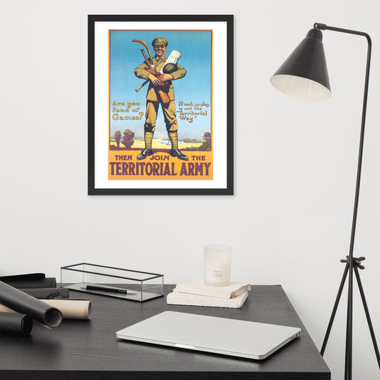 Join the Territorial Army, vintage British war poster, framed (inches)