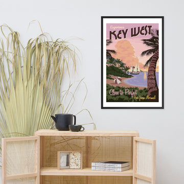 Key West, USA vintage travel poster, framed (inches)