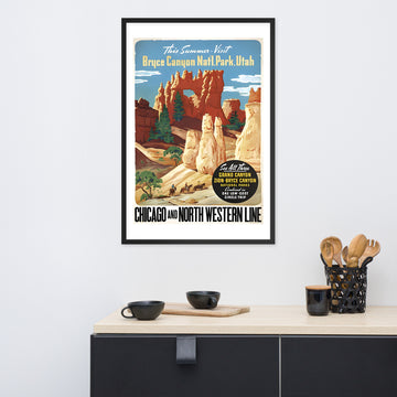 Bryce Canyon National Park, Utah, USA vintage travel poster, framed (inches)