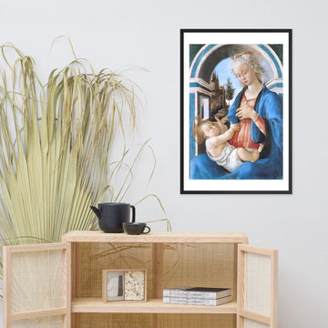 Madonna and Child painting by Sandro Botticeli, c.1467, framed poster (inches)