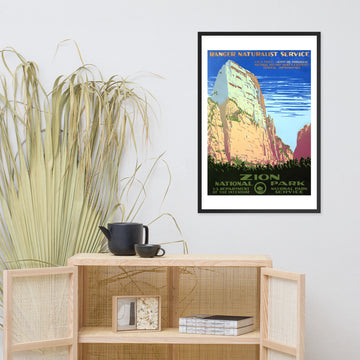 Zion National Park, Utah, vintage US travel poster, framed (inches)