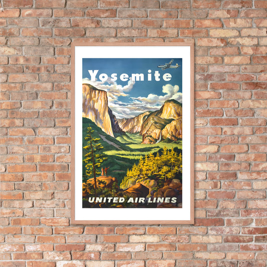 Yosemite United Air Lines vintage travel poster, framed (inches)