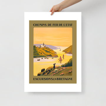 Excursions en Bretagne, vintage French travel poster (cm)