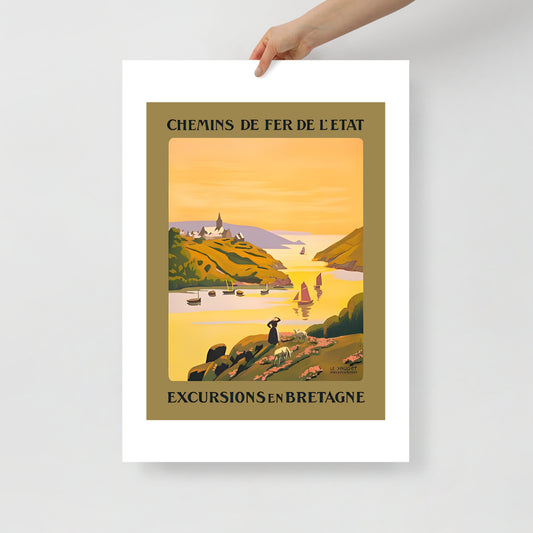 Excursions en Bretagne, vintage French travel poster (cm)