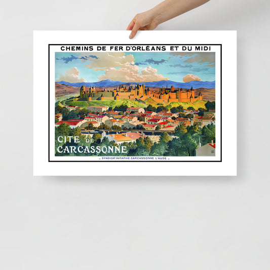 Cité de Carcassonne, vintage French travel poster (cm)