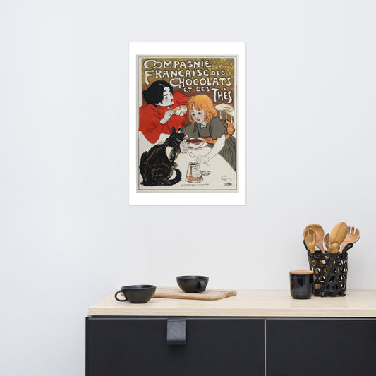 Compagnie française des Chocolats et des Thés vintage cat poster (cm)