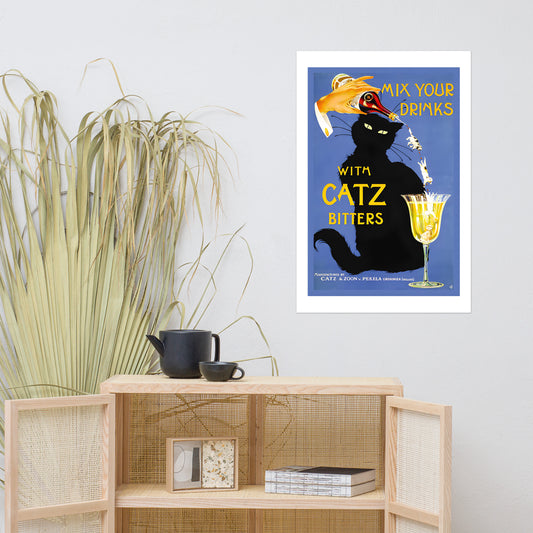 Mix Your Drinks With Catz Bitters vintage poster (cm)