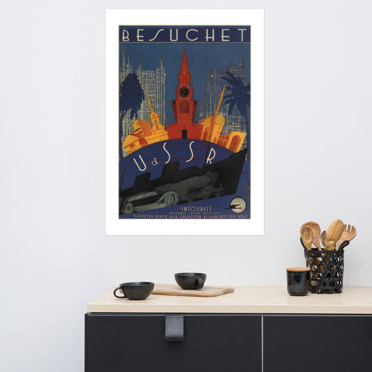Besuchet USSR vintage travel poster (cm)
