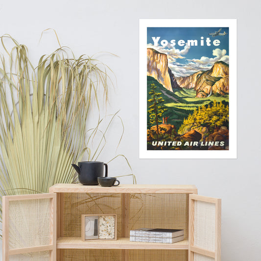 Yosemite United Air Lines vintage travel poster (cm)