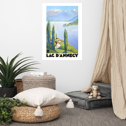 Lac d'Annecy vintage French travel poster (cm)