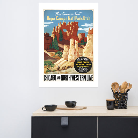 Bryce Canyon National Park, Utah, USA vintage travel poster (cm)